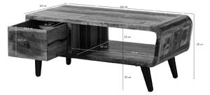 Tavolino da salotto in legno di Legno riciclato 120x60x53 multicolore laccato SIXTIES #106
