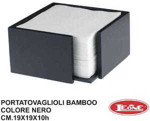 Leone Portatovaglioli Bamboo cm 19x19x10h Nero - O0086-Z