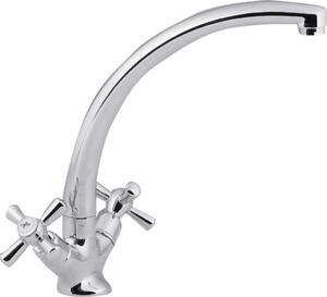 R.A. Rubinetto Cucina Miscelatore Doppio Comando pomelli a croce colore Cromo - 25412C Serie Sofia