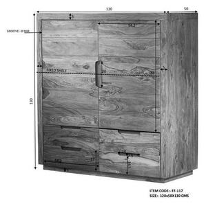 DUKE #117 Credenza in legno di sheesham - laccato / noce 120x50x130