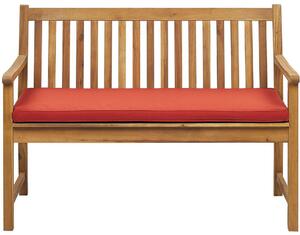 Panca da giardino leggera in legno di acacia 120 cm rosso cuscino da seduta imbottitura a doghe design patio esterno stile rustico Beliani
