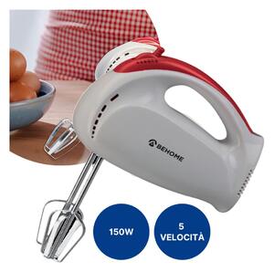 BEHOME Sbattitore Elettrico Mixer 4 Fruste Potenza 150 Watt 5 Velocit colore Bianco e Rosso - BEP881864