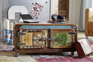 Tavolino da salotto in legno di Legno riciclato 90x60x40 multicolore laccato FREEZY #20