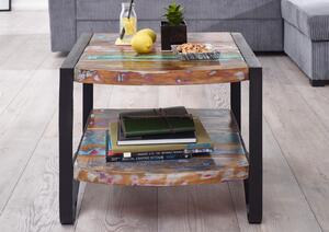 Tavolo d'appoggio in legno di Legno riciclato 60x60x50 multicolore laccato INDUSTRIAL #46