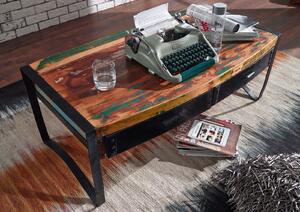 Tavolino da salotto in legno di Legno riciclato 120x60x45 multicolore laccato INDUSTRIAL #48