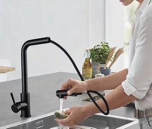 Moderno rubinetto a leva con doccetta estraibile – Miscelatore a risparmio idrico orientabile a 360°