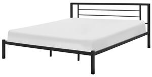 Struttura del letto in metallo Nero 180 x 200 cm doghe in legno massello minimalista industriale Beliani