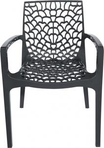 Grandsoleil Sedia per Esterni Impilabile in Plastica con Braccioli Dimensioni 80x52x51 cm colore Antracite - Gruvyer