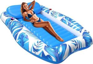 Materasso gonfiabile – Materasso da piscina con schienale – Materasso gonfiabile per adulti – Materasso gonfiabile da piscina con schienale – Materasso gonfiabile da piscina – Materasso gonfiabile con portabicchieri