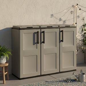 Pattumiera Grigio Nero Capacità 330 (110 per Sacco) 3 Cestini 102x37x84h cm, Colore Struttura Nero Made in Italy - Arko