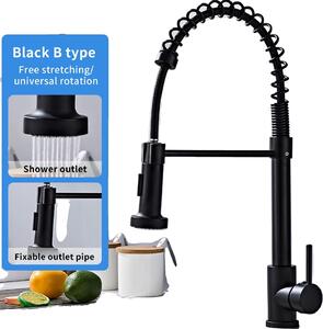 Rubinetto da cucina in nichel spazzolato, struttura in ottone durevole, doccetta orientabile a 360°, nero