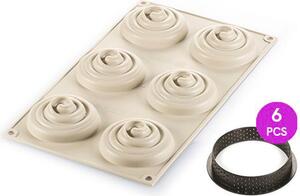 Silikomart Stampo in Silicone per Dolci Kit Mini Tarte Twist 6 Posti x 53 ml