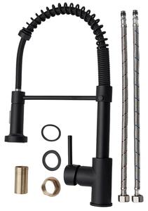 Miscelatore da cucina estraibile - Miscelatore da lavello per montaggio su piano di lavoro - Miscelatore monocomando per acqua calda/fredda - Funzione a 2 getti - Bocca orientabile a 360° - Nero