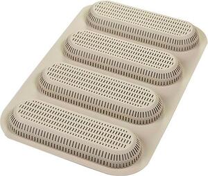Silikomart Stampo in Silicone per Dolci Mini Baguette Bread 4 Posti 170 x 55 x 20H mm colore Beige