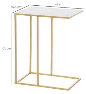 Outsunny Tavolino da Salotto Effetto Marmo Bianco e Oro, in Metallo, per Interno/Esterno, 48x30.5x61cm, Design Moderno