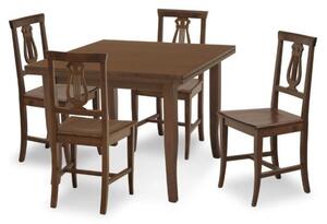 MOBILI 2G - Set tavolo 80X80 legno allungabile quadrato +4 sedie legno seduta legno