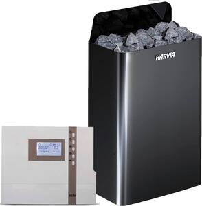 Set Stufe per sauna Harvia The Wall 9,0 kW Black Set con EOS ECON ECON D2