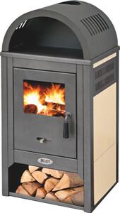 Blist Stufa a Legna in Acciaio e Ghisa Potenza 8 kW con Cassetto Portacenere colore Beige - Vienna