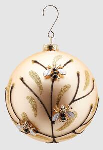 EDG - Enzo de Gasperi Decorazione natalizia palla di natale in vetro grande con decorazione api d12 Vetro Oro