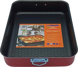 Zanetti Teglia Forno Lasagnera Antiaderente Rettangolare in Alluminio 25 x 18 cm colore Rosso - Dolomiti