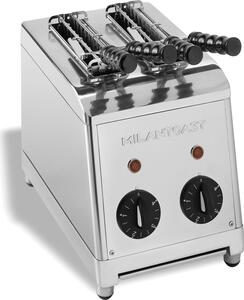 MILANTOAST Tostapane con Pinze 2 Fette Potenza 1370 Watt con Cassetto Raccoglibriciole colore Acciaio Inox - 007000