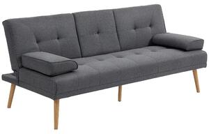 HOMCOM Divano Letto 3 Posti Reclinabile con 2 Braccioli Staccabili, in Tessuto Effetto Lino e Legno di Pioppo, 181x77x72 cm, Grigio scuro|Aosom
