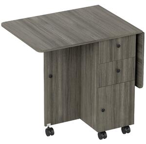 HOMCOM Tavolo a Ribalta a 6 Rotelle con 2 Cassetti e Armadietto ad Ante, in Legno, 120x60x76.5 cm, Grigio | Aosom Italy