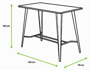 Tavolo alto da giardino Soho in acciaio con piano in bambù marrone per 6 persone 70x140cm