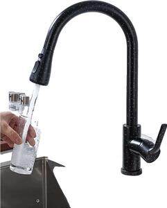 Rubinetto da cucina, acciaio inox, doppia maniglia, erogatore estraibile, 04043PBWM Star Black