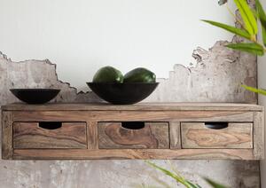 Mensola in legno di Sheesham / palissandro 98x25x20 grigio scuro oliato NATURE GREY #067