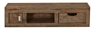 Mensola in legno di Sheesham / palissandro 84x25x20 grigio scuro oliato NATURE GREY #060