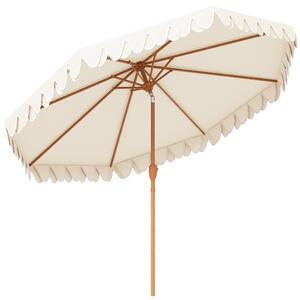 Outsunny Ombrellone da Giardino a Manovella e Inclinabile, Prese d'Aria e 8 Stecche, 2.7x2.4 m, Crema
