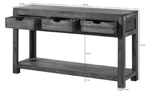 Tavolino da consolle in legno di Sheesham / palissandro 140x40x78 grigio scuro oliato NATURE GREY #90