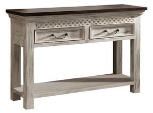 Tavolino da consolle in legno di mango / acacia 115x40x76 bianco cerato CASTLE-ANTIK #269