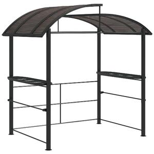 Outsunny Gazebo per Barbecue con Tetto e 2 Ripiani Portaoggetti, in Metallo e PC, 240x150x230cm, Grigio Scuro