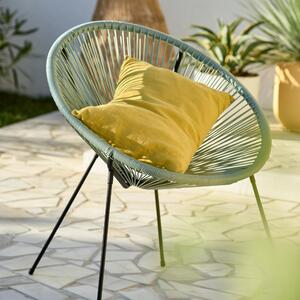 Sedia da giardino senza cuscino Acapulco in acciaio con seduta in rattan sintetico verde