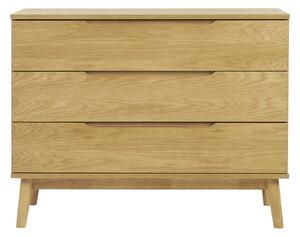 Comò scandinavo in legno chiaro di rovere con 3 cassetti L90 cm FELIX