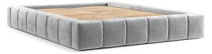 Letto matrimoniale imbottito grigio chiaro con spazio contenitivo e rete 160x200 cm Aruba L - Maison de Rêve