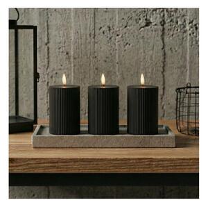 Set da 3 candele LED BRILLO, LED/2xAA, 12,5 cm, nero + telecomando