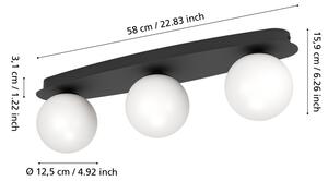 Eglo 902092 - Plafoniera LED per bagno CASTROVIDO 3xG9/4,2W/230V IP44 nera