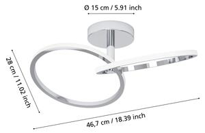 Eglo 902145 - Plafoniera a LED CONGIUNTI LED/12W/230V 2700/4000/6500K finitura cromata