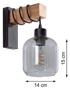 Brilagi - Lampada da parete WOOD GLASS 1xE27/60W/230V pino/nero/grigio fumé