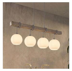 Brilagi - Lampadario su cavo WOOD GLASS 4xE27/60W/230V pino/grigio/bianco