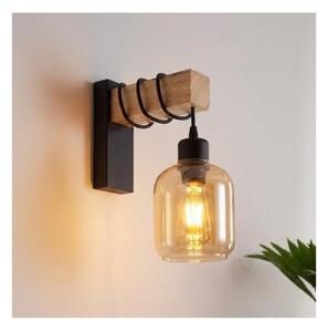 Brilagi - Applique da parete WOOD GLASS 1xE27/60W/230V pino/nero/marrone fumé