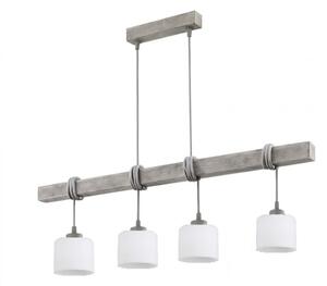 Brilagi - Lampadario a cavo WOOD GLASS 4xE27/60W/230V pino/grigio/bianco