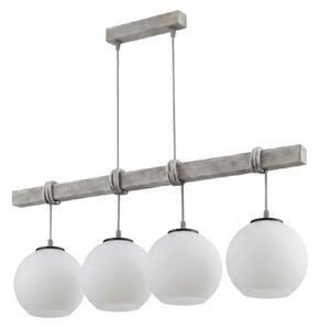 Brilagi - Lampadario su cavo WOOD GLASS 4xE27/60W/230V pino/grigio/bianco