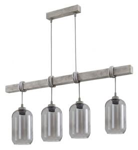 Brilagi - Lampadario sospeso a cavo WOOD GLASS 4xE27/60W/230V pino/grigio/grigio fumé