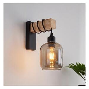 Brilagi - Lampada da parete WOOD GLASS 1xE27/60W/230V pino/nero/grigio fumé