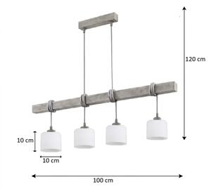 Brilagi - Lampadario a cavo WOOD GLASS 4xE27/60W/230V pino/grigio/bianco