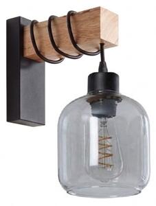 Brilagi - Lampada da parete WOOD GLASS 1xE27/60W/230V pino/nero/grigio fumé